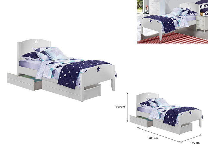 Starlight Single Bed Frame with 2 Short Drawers